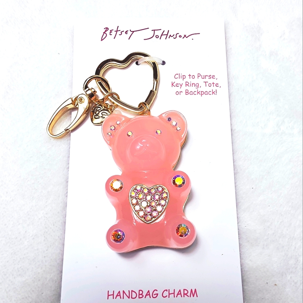 Bersey Johnson Pink Gummy Bear Rhinestone Handbag Charm
